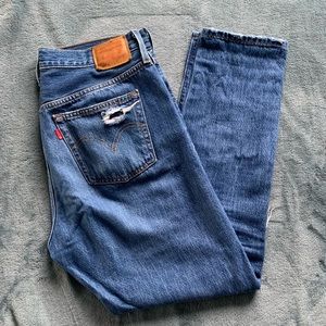 Levi’s Distressed High-Rise Straight Leg Jeans